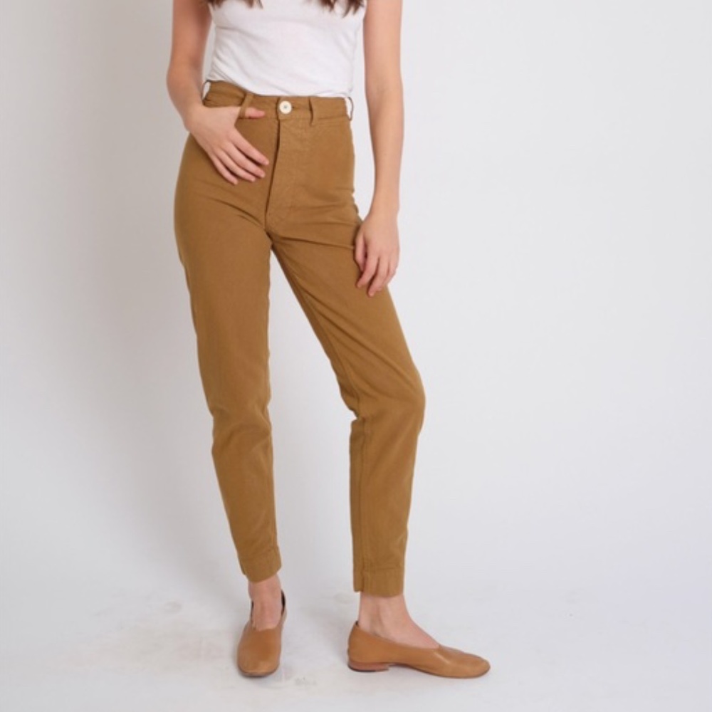 Jesse Kamm Straight Leg Pants in Caramel Brown